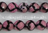 CAG5349 15.5 inches 12mm faceted round tibetan agate beads wholesale