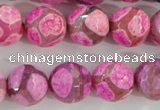 CAG5351 15.5 inches 14mm faceted round tibetan agate beads wholesale