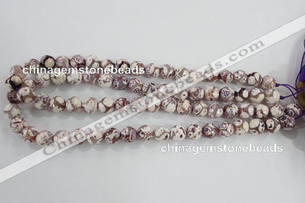 CAG5353 15.5 inches 10mm faceted round tibetan agate beads wholesale