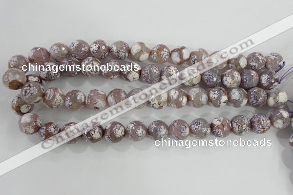 CAG5355 15.5 inches 14mm faceted round tibetan agate beads wholesale