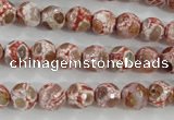 CAG5361 15.5 inches 8mm faceted round tibetan agate beads wholesale