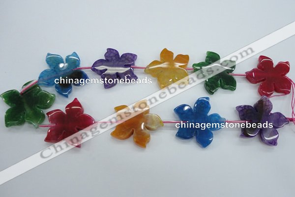 CAG5388 15.5 inches 36mm carved flower dragon veins agate beads