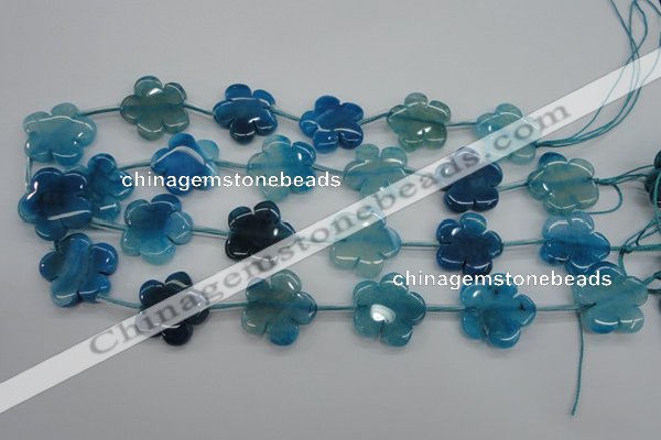 CAG5394 15.5 inches 24mm carved flower dragon veins agate beads