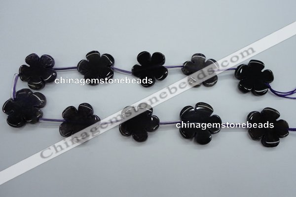 CAG5398 15.5 inches 26mm – 28mm carved flower dragon veins agate beads