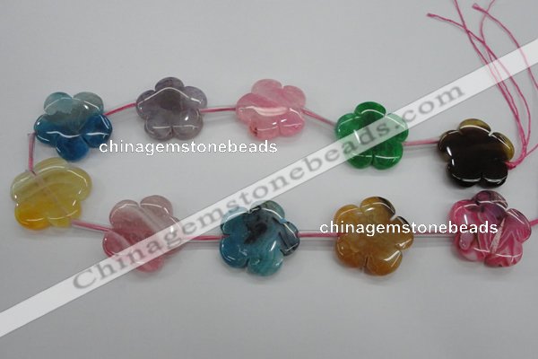 CAG5402 15.5 inches 30mm carved flower dragon veins agate beads