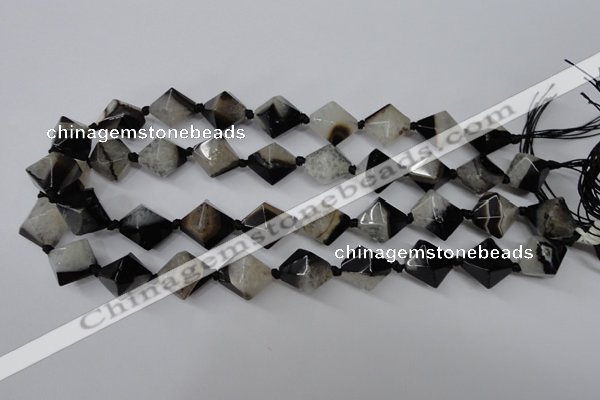 CAG5495 15.5 inches 18*18mm faceted bicone agate gemstone beads