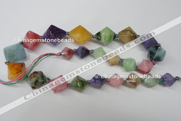 CAG5503 15.5 inches 13*13mm – 22*22mm faceted bicone agate beads