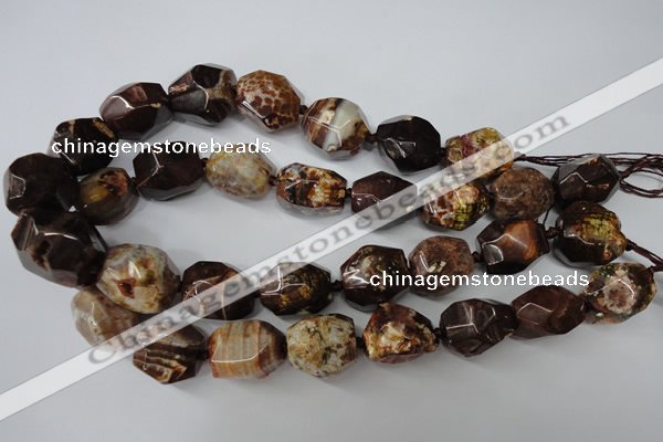 CAG5518 15.5 inches 20*22mm faceted nuggets agate gemstone beads