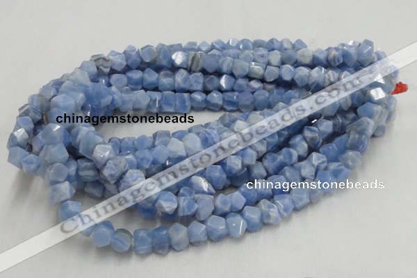 CAG557 16 inches 8*12mm faceted freeform blue agate beads wholesale