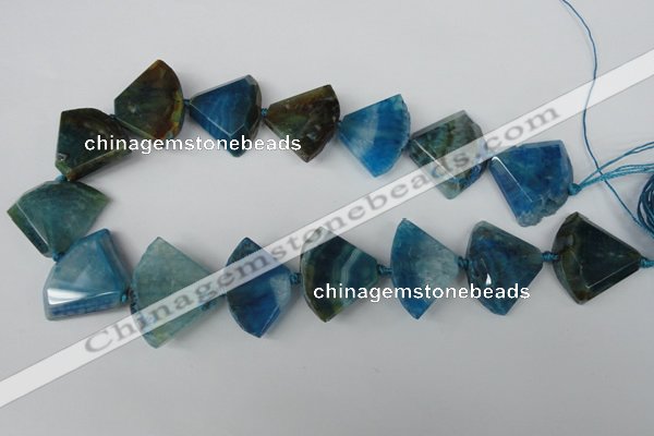 CAG5577 15 inches 22*32mm faceted triangle dragon veins agate beads