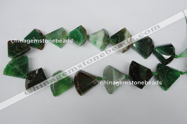 CAG5579 15 inches 22*30mm faceted triangle dragon veins agate beads