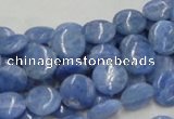 CAG558 16 inches 10mm flat round blue agate gemstone beads wholesale