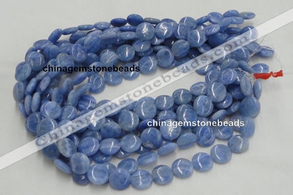 CAG558 16 inches 10mm flat round blue agate gemstone beads wholesale