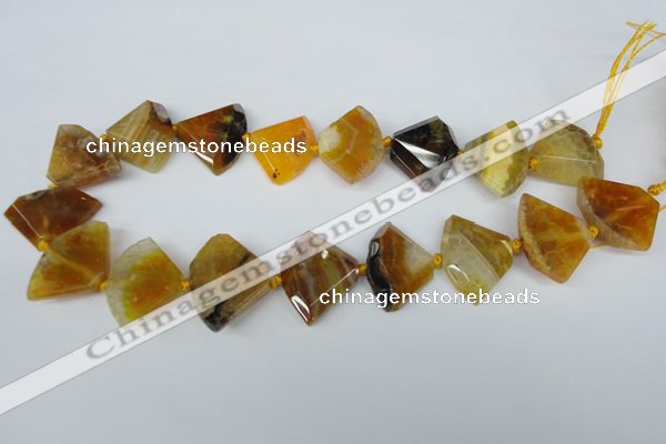 CAG5580 15 inches 20*30mm faceted triangle dragon veins agate beads