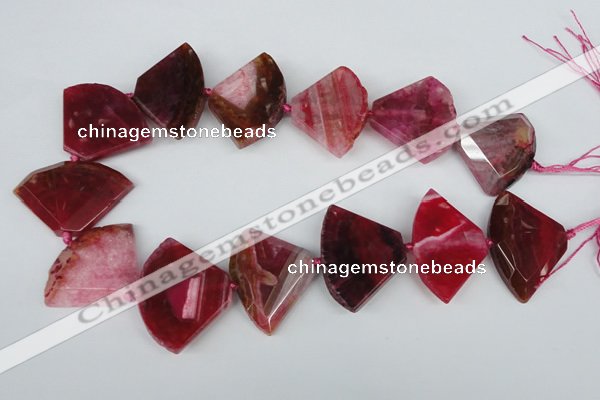 CAG5584 15 inches 30*40mm faceted triangle dragon veins agate beads