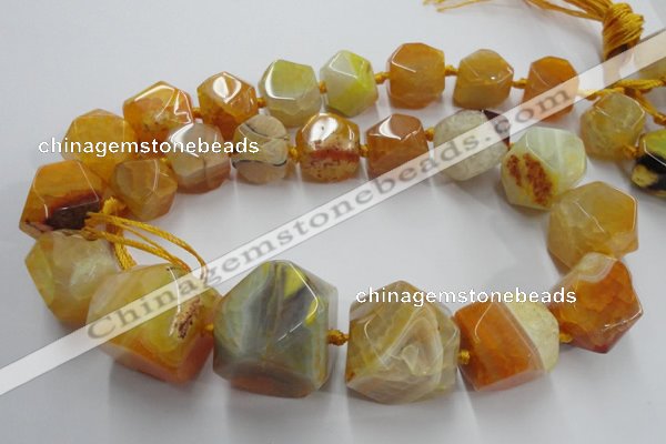 CAG5595 15 inches 12*14mm - 24*25mm faceted nuggets agate beads