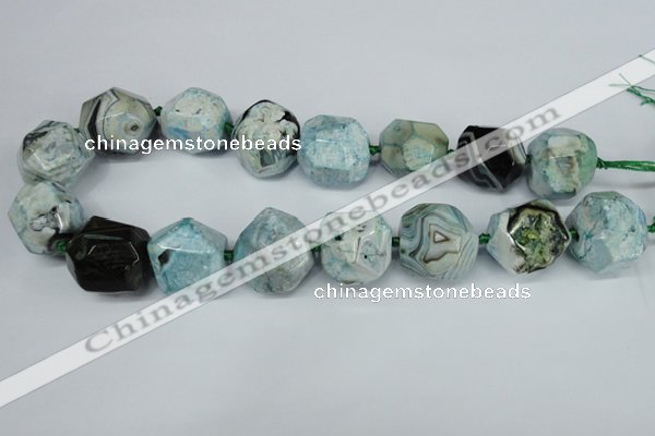 CAG5596 15 inches 25mm faceted nuggets agate gemstone beads