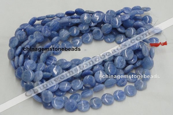 CAG560 16 inches 14mm flat round blue agate gemstone beads wholesale