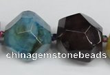 CAG5612 15 inches 25mm faceted nuggets agate gemstone beads