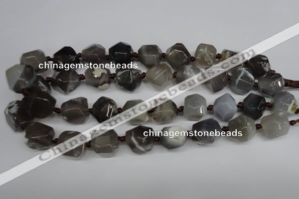 CAG5614 15 inches 18mm faceted nuggets agate gemstone beads