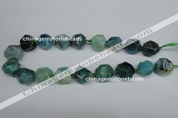 CAG5616 15 inches 20mm faceted nuggets agate gemstone beads