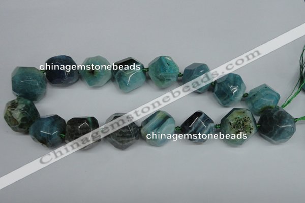 CAG5617 15 inches 24mm faceted nuggets agate gemstone beads