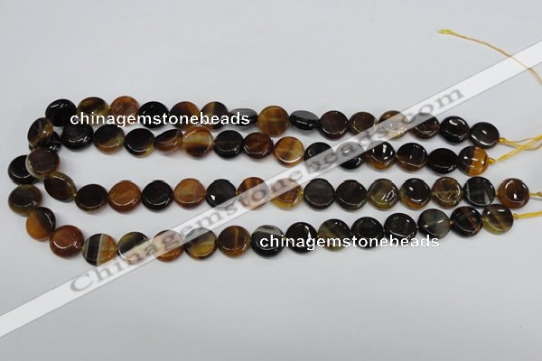 CAG5626 15 inches 12mm flat round dragon veins agate beads