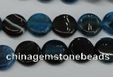 CAG5627 15 inches 12mm flat round dragon veins agate beads