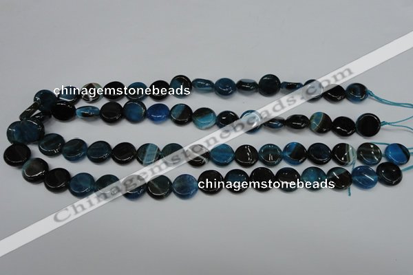 CAG5627 15 inches 12mm flat round dragon veins agate beads