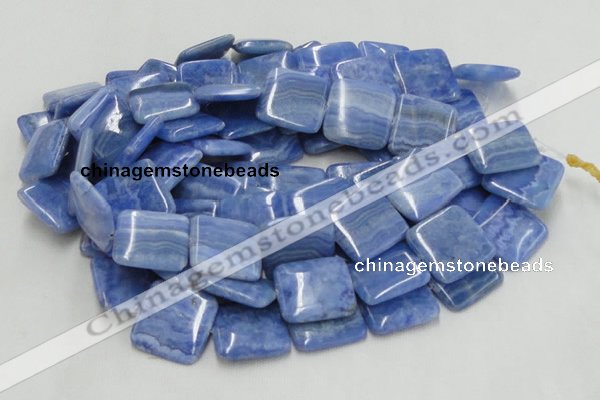 CAG563 16 inches 30*30mm square blue agate gemstone beads wholesale