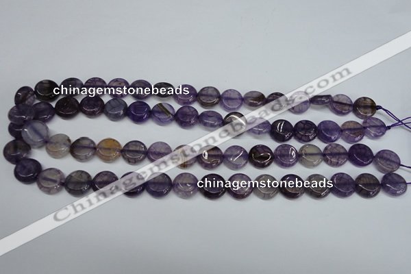 CAG5632 15 inches 12mm flat round dragon veins agate beads