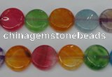 CAG5634 15 inches 12mm flat round dragon veins agate beads