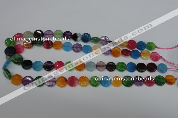 CAG5634 15 inches 12mm flat round dragon veins agate beads