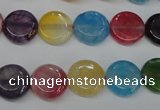 CAG5635 15 inches 12mm flat round dragon veins agate beads