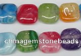 CAG5636 15 inches 14*14mm square dragon veins agate beads