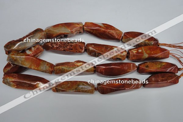 CAG5638 15 inches 15*45mm faceted nuggets agate gemstone beads
