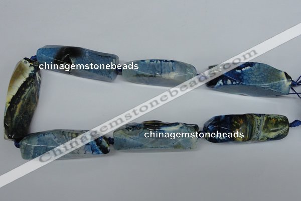 CAG5640 15 inches 16*48mm faceted nuggets agate gemstone beads