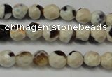 CAG5650 15 inches 4mm faceted round fire crackle agate beads