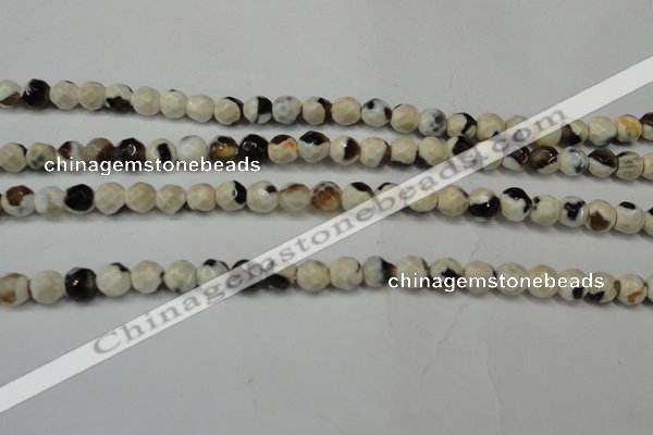 CAG5650 15 inches 4mm faceted round fire crackle agate beads