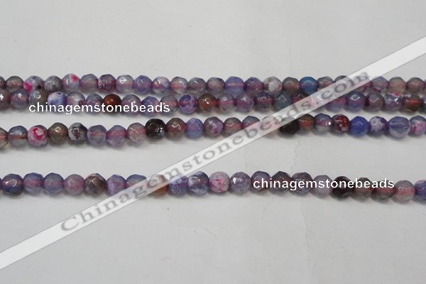 CAG5652 15 inches 4mm faceted round fire crackle agate beads