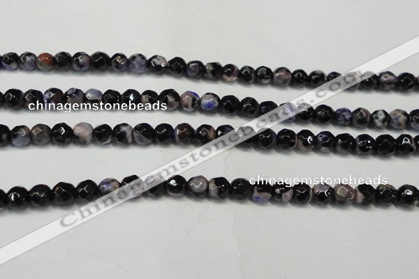 CAG5655 15 inches 4mm faceted round fire crackle agate beads