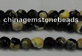 CAG5656 15 inches 4mm faceted round fire crackle agate beads