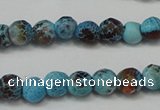 CAG5658 15 inches 4mm faceted round fire crackle agate beads