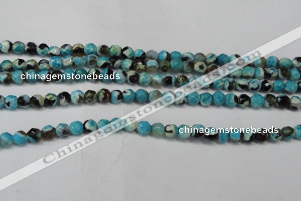 CAG5659 15 inches 4mm faceted round fire crackle agate beads