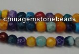 CAG5660 15 inches 4mm faceted round fire crackle agate beads