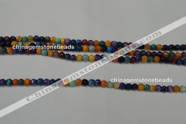 CAG5660 15 inches 4mm faceted round fire crackle agate beads