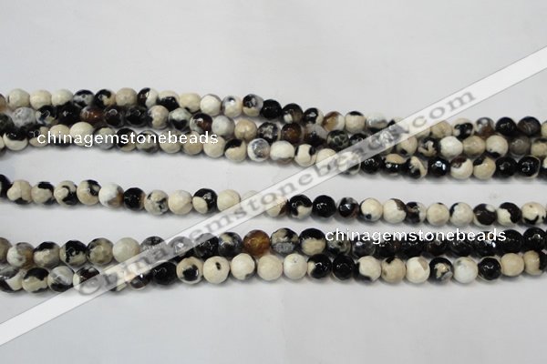 CAG5665 15 inches 6mm faceted round fire crackle agate beads