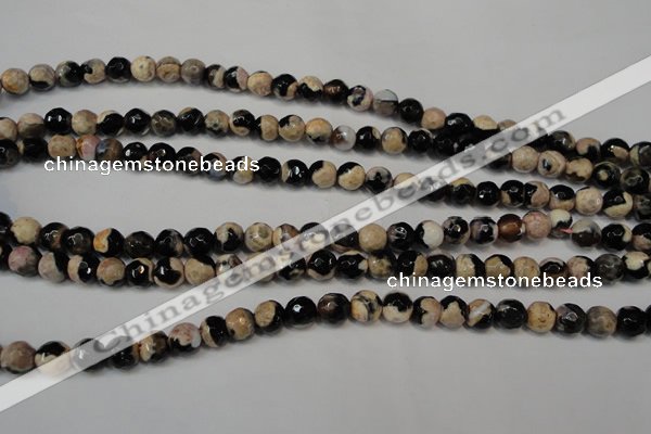 CAG5666 15 inches 6mm faceted round fire crackle agate beads