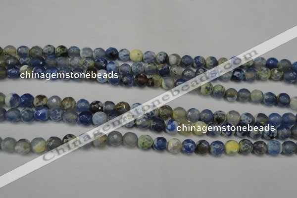 CAG5669 15 inches 6mm faceted round fire crackle agate beads