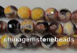 CAG5671 15 inches 6mm faceted round fire crackle agate beads